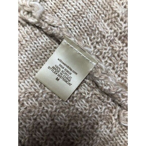 Y-2~ Willow & Clay Womens Cardigan Sweater Beige Long Slv Open Front Pockets M - Picture 4 of 4